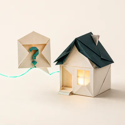 A glowing connection carries a new inquiry document into a home.